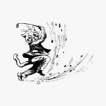 Cat golfing drawing, vintage animal | Free Vector Illustration - rawpixel