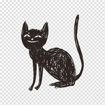Cat Halloween Illustration, Cartoon little black cat transparent background PNG clipart