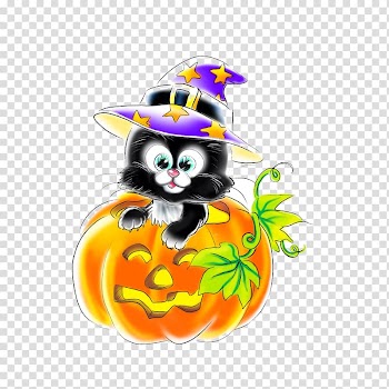 Cat Halloween Jack-o-lantern Festival Pumpkin, Creative cartoon cat transparent background PNG clipart