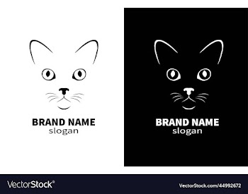 cat head line art kitty logo design