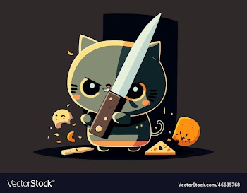 cat holding a knife