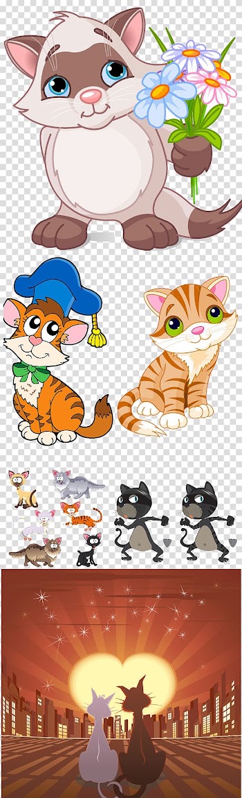 Cat, Holding flowers cute kitten transparent background PNG clipart