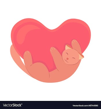 cat hugging a stylized heart