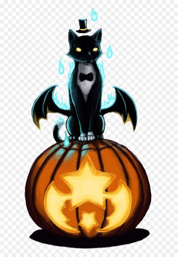 Cat, Jackolantern, Drawing, Black Cat, Trickortreat PNG