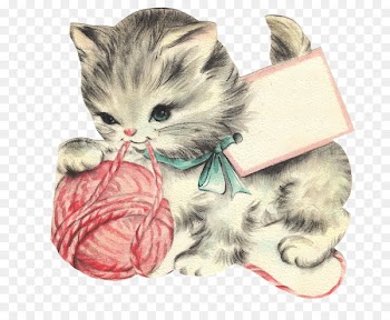 Cat Kitten Hairball Clip art - vintage card 