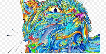 Cat Kitten Psychedelic art Psychedelia - Hand-painted colorful cat 