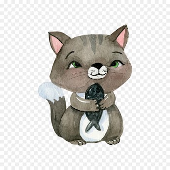 Cat Kitten Puppy Dog - Watercolor cat 