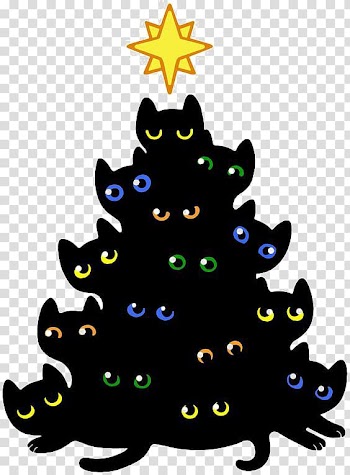 Cat Kitten T-shirt Christmas tree, Black cat transparent background PNG clipart