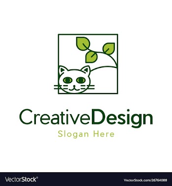 Cat leaf naturally creative business logo vector image