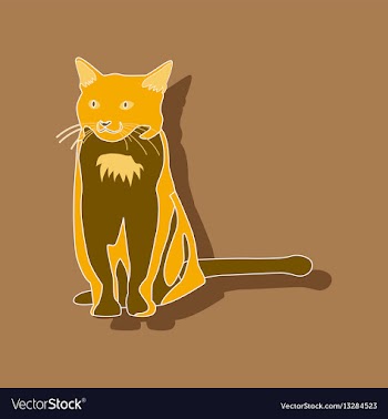 Cat paper sticker on stylish background vector image