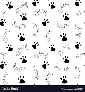 cat paw fish bone seamless animal pattern