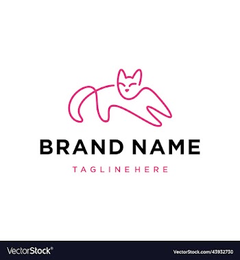 cat pet car line art monoline logo icon