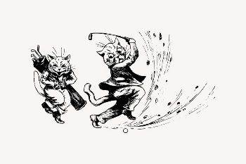 Cat playing golf drawing, vintage | Free Vector Illustration - rawpixel