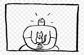 Cat png man with his pet | Free stock illustration | High Resolution graphic