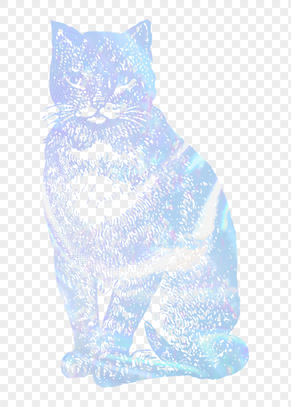 Cat png sticker, aesthetic holographic | Free PNG Illustration - rawpixel