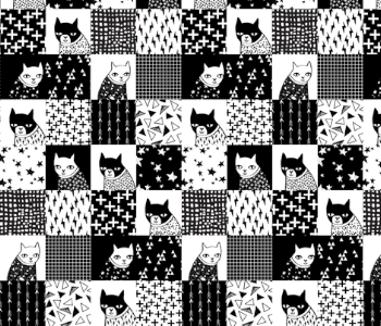 cat quilt // black and white quilt squares quilt design patchwork ...