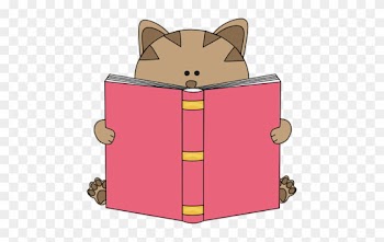 Cat Reading Book Clip Art - Cat Reading Clipart