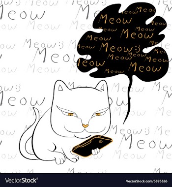Cat reading smartphone vector image