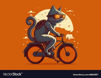 cat riding a bike