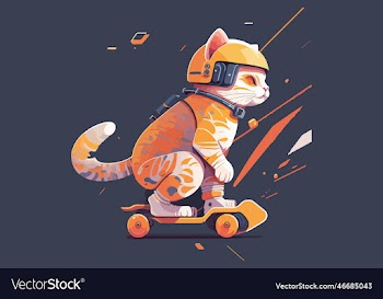 cat riding a skateboard
