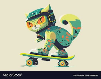 cat riding a skateboard