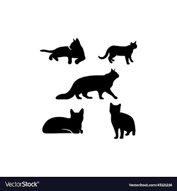 cat set silhouette icon logo