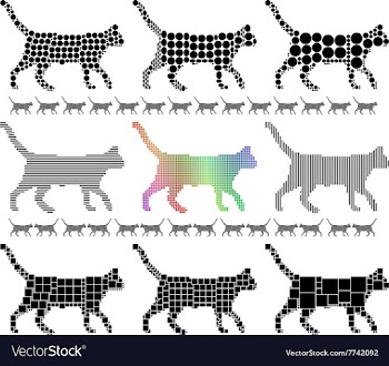 Cat silhouette mosaic set vector image