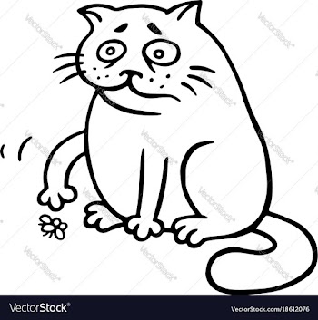 Cat sits and grimly pushes the dead fly vector image