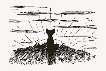 Cat watching sunrise, vintage animal | Free Vector - rawpixel