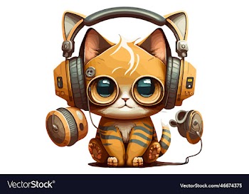 cat wearing headphones