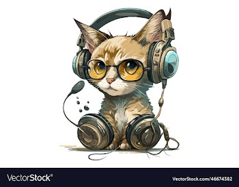 cat wearing headphones
