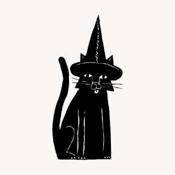 Cat wearing witch hat collage | Free PSD - rawpixel