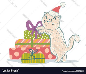  					Cat with christmas gifts vector image														