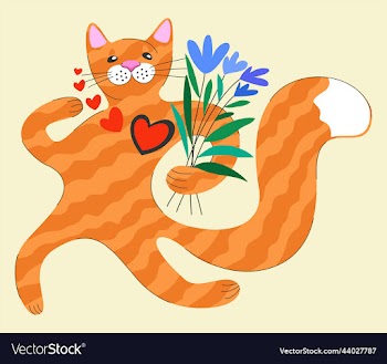 cat with flowers