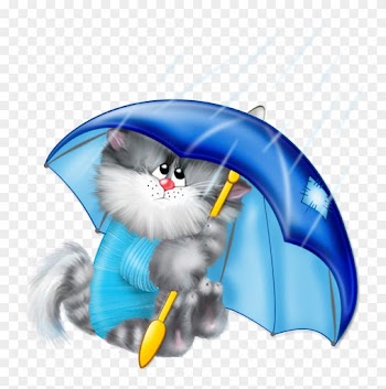 Cat With Umbrella Png Free Clipart - Miss You Illustrations Inages