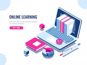 Catalog of online courses isometric icon, online education, internet learning Free Vector