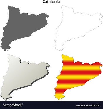 Catalonia blank outline map set - Catalan version vector image