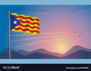 catalonia flag in the morning sun
