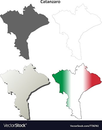 Catanzaro blank detailed outline map set vector image