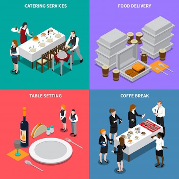 Catering services isometric illustration Free Vector