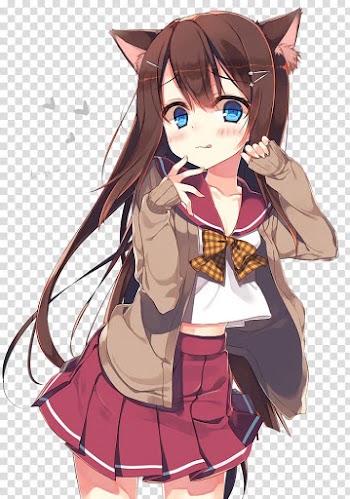 Catgirl Anime Brown hair Kemonomimi, Anime transparent background PNG clipart