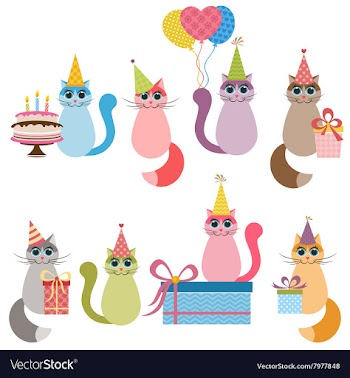 					Cats on Birthday party vector image														