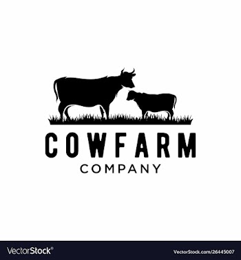 Cattle and grass logo design vector image