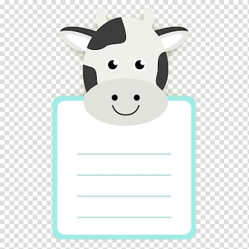 Cattle Information Cartoon Child, Cute black and white dairy cow message card transparent background PNG clipart