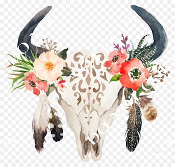 Cattle Wedding invitation Floral design Flower Boho-chic - Boho chic animals 