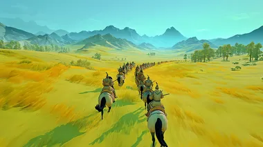Cavalry Charge in Expansive Grasslands Cavalry Charge in Expansive Grasslands