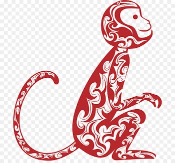 Celebrating Chinese New Year Monkey New Years Day - Vector painted paper-cut monkeys 