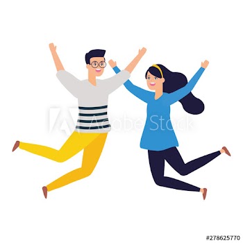 celebrating happy man and woman