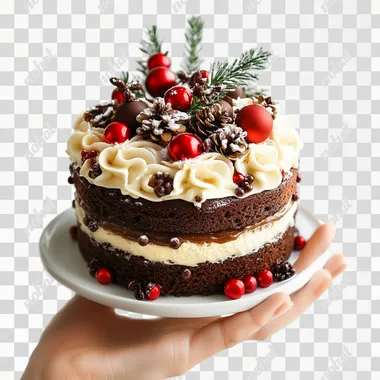 Celebrating Joy: A Christmas Cake in Hand