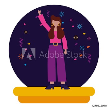 celebrating woman character party confetti
